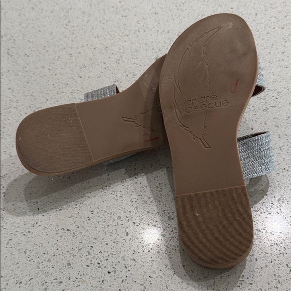 Andre Assous Silver Braided Double-Strap Slide Sandals - Picture 5 of 6